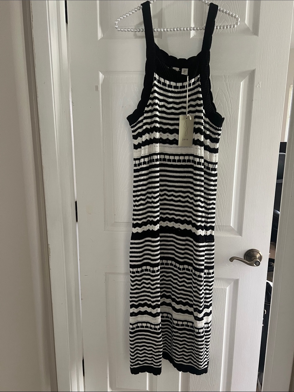 Black & White Striped Knit Maxi Dress - Sleeveless